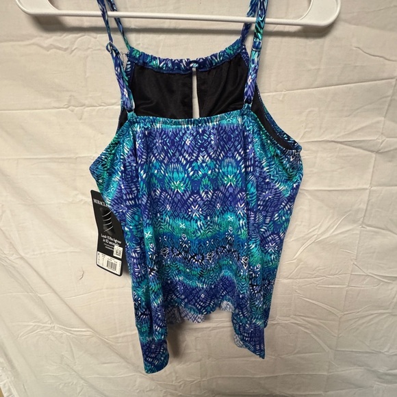 Miraclesuit Peephole Tankini Swim Top, Blue Curacao, Women's Size 10 NWT - Picture 2 of 5